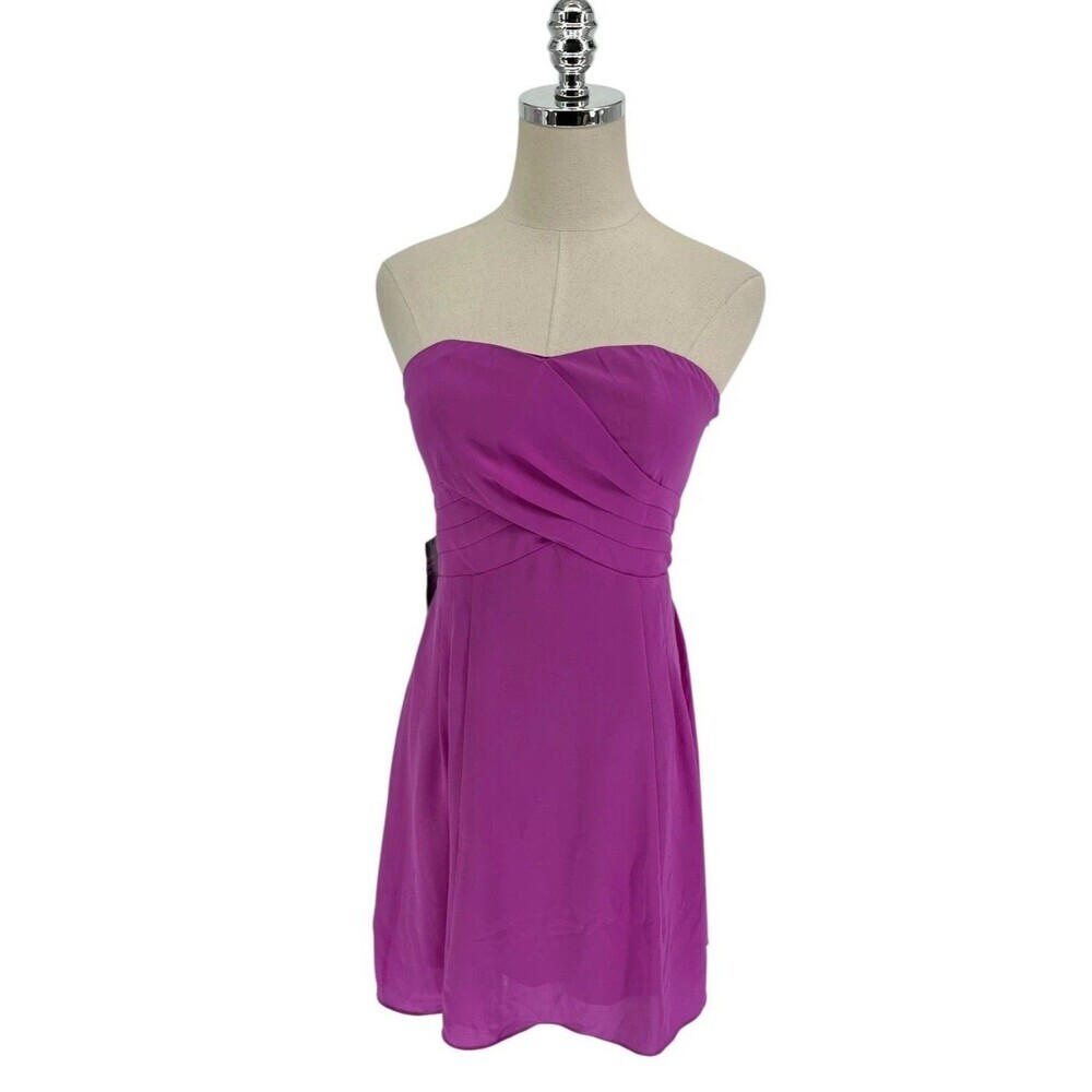Express Dress Women's Size 4 Purple Strapless Ruched Barbiecore NEW